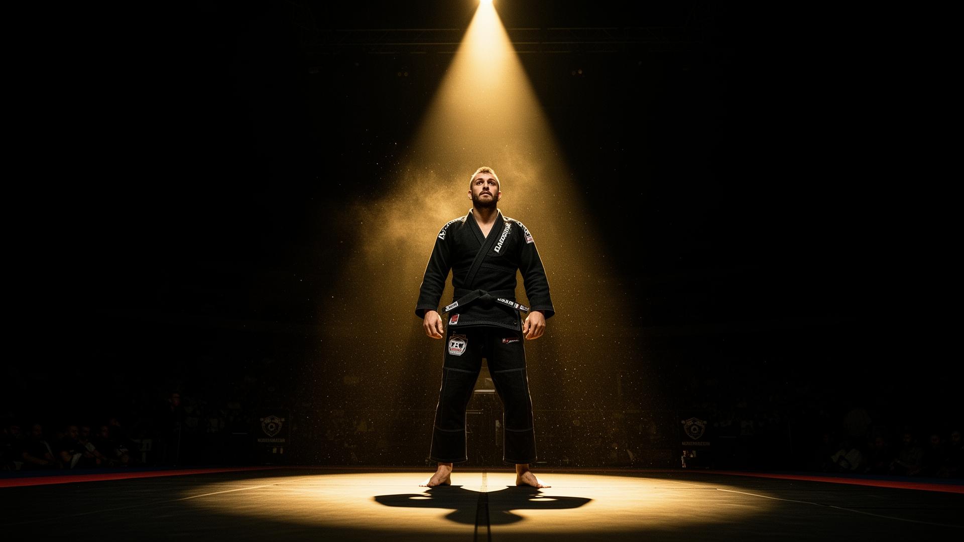 BJJ Pro League athlete under arena spotlight